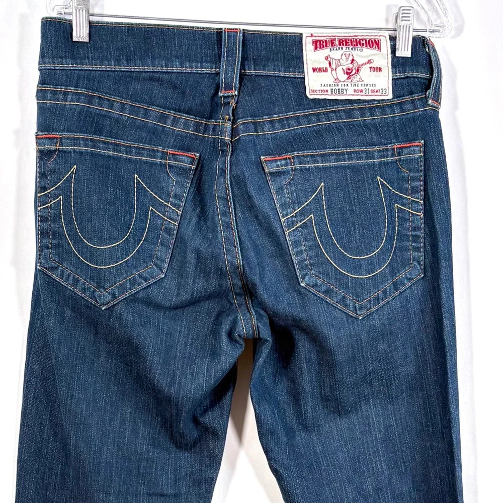 True Religion Bobby Jeans Blue Straight Leg Dark Wash Made in USA 31x33